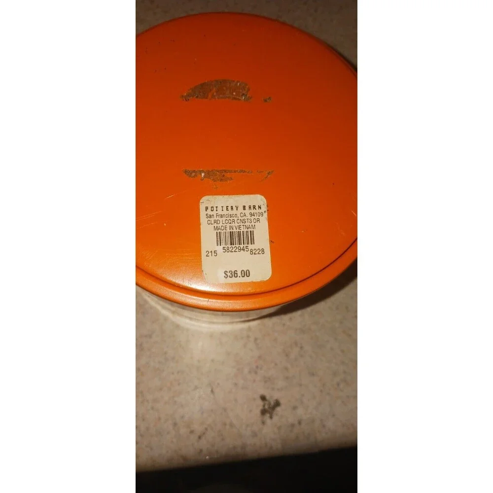 Pottery Barn Orange Enameled Wood Storage Tower Retro Look